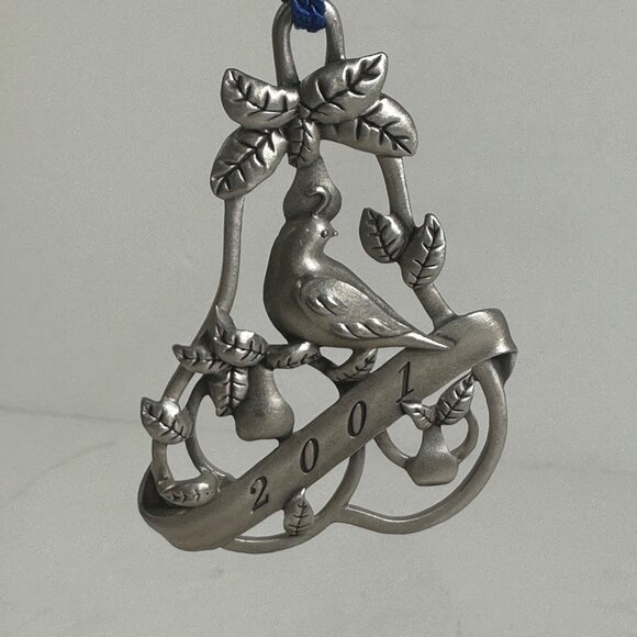 Avon 2001 Pewter Partridge In A Pear Tree Christmas Ornament With Box - Picture 1 of 5